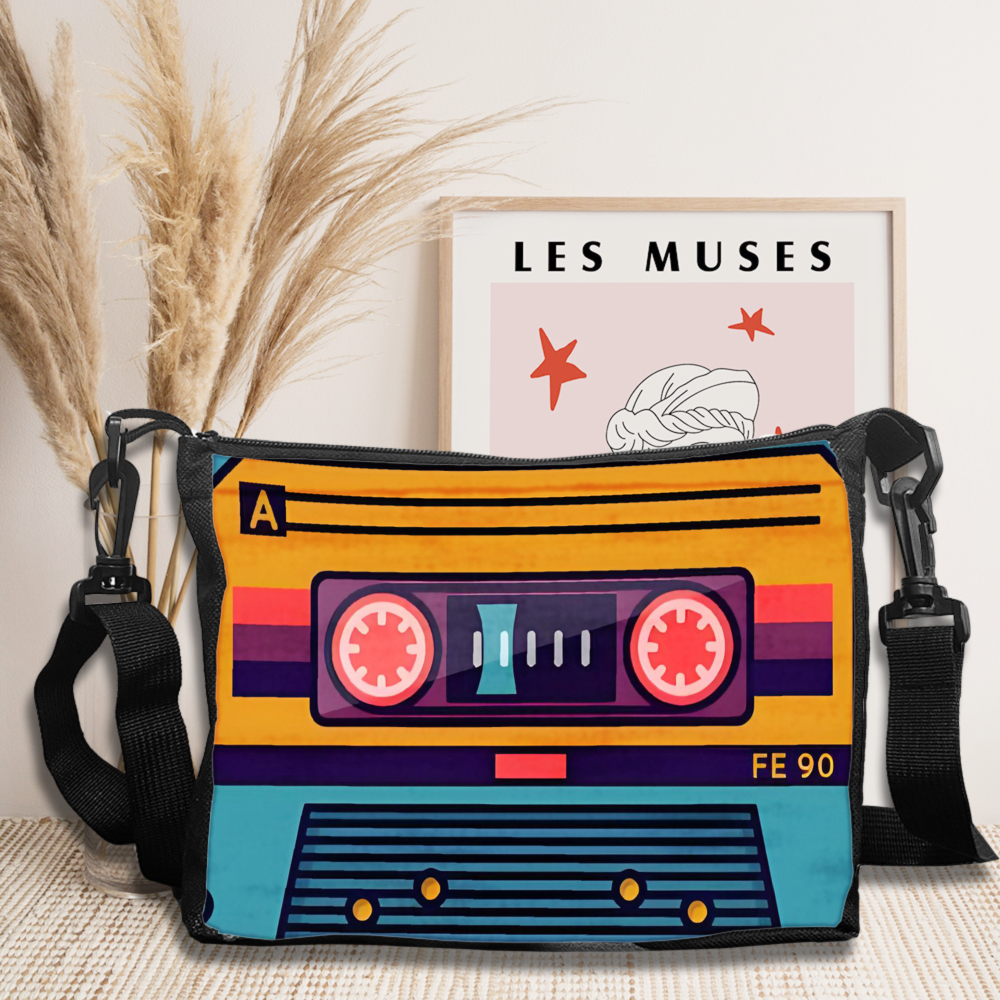 Travel Accessories Must Have - Crossbody Bag Polyester Retro Cassette Tape