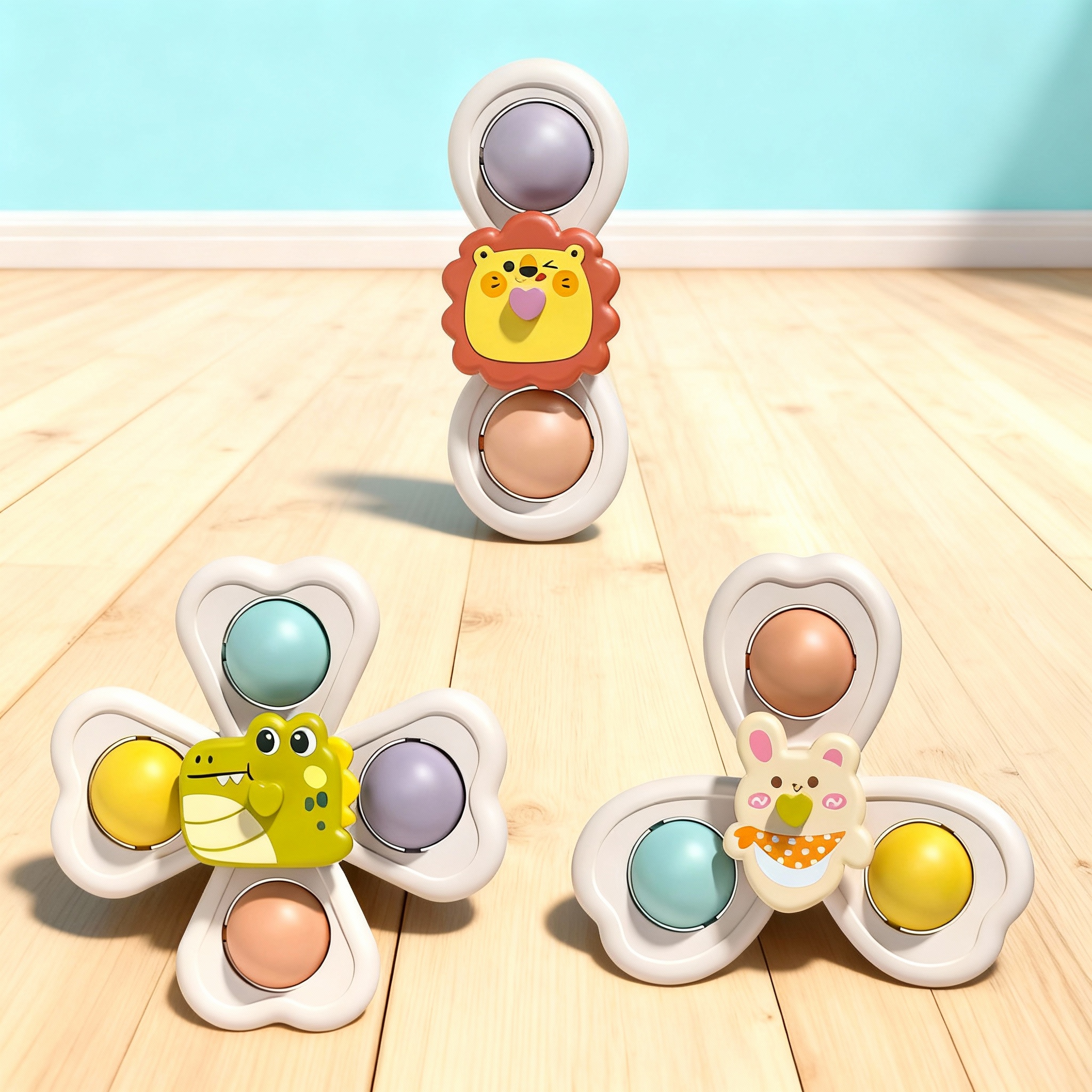 Travel Accessories With Baby - 3PCS Suction Cup Rotating Toy for