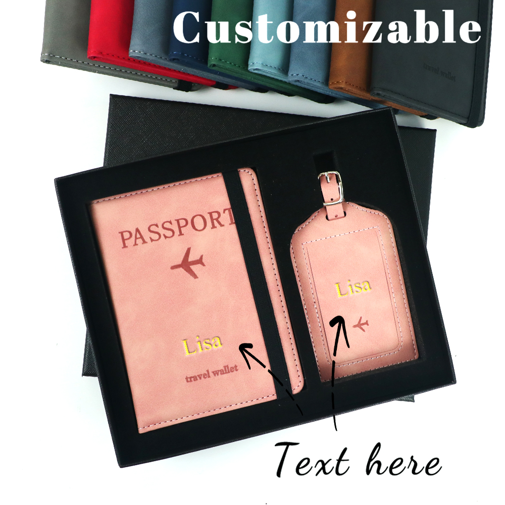 Travel Accessories Gift Set - Customized name PU leather passport case