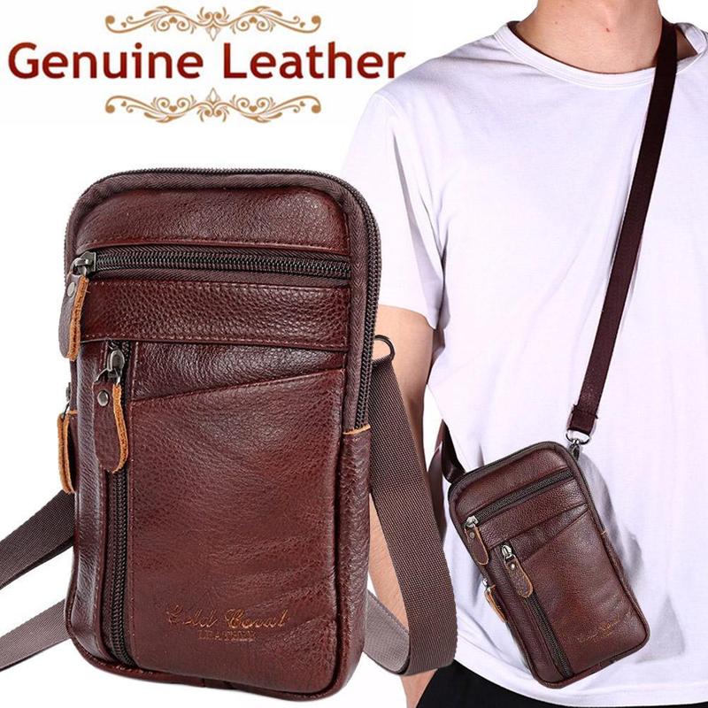 Travel Accessories For Men - Men Genuine Leather Bag Vertical Phone