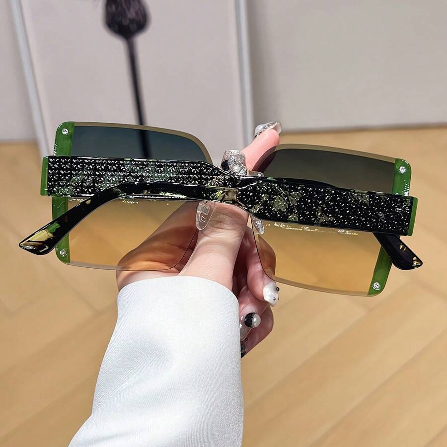 Travel Accessories For Men - Oversized Frameless Square Gradient Sunglasses For