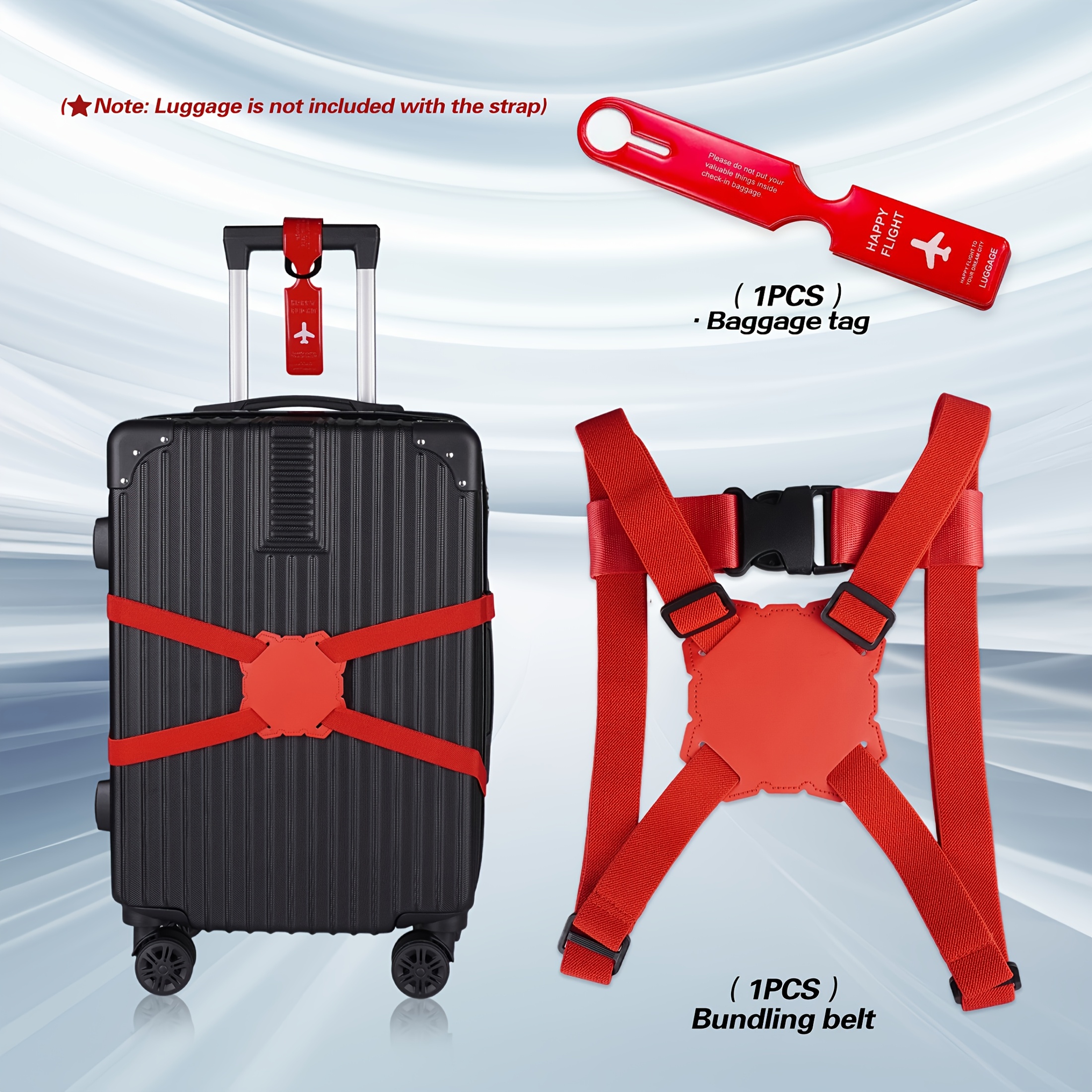 Travel Accessories Gift Set - 2-Piece Luggage Strap Set + Luggage