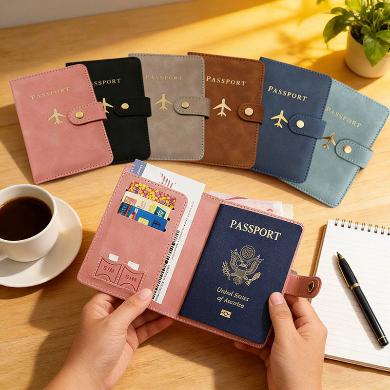 Travel Accessories For Kids - Leather Passport Holder Covers Case for