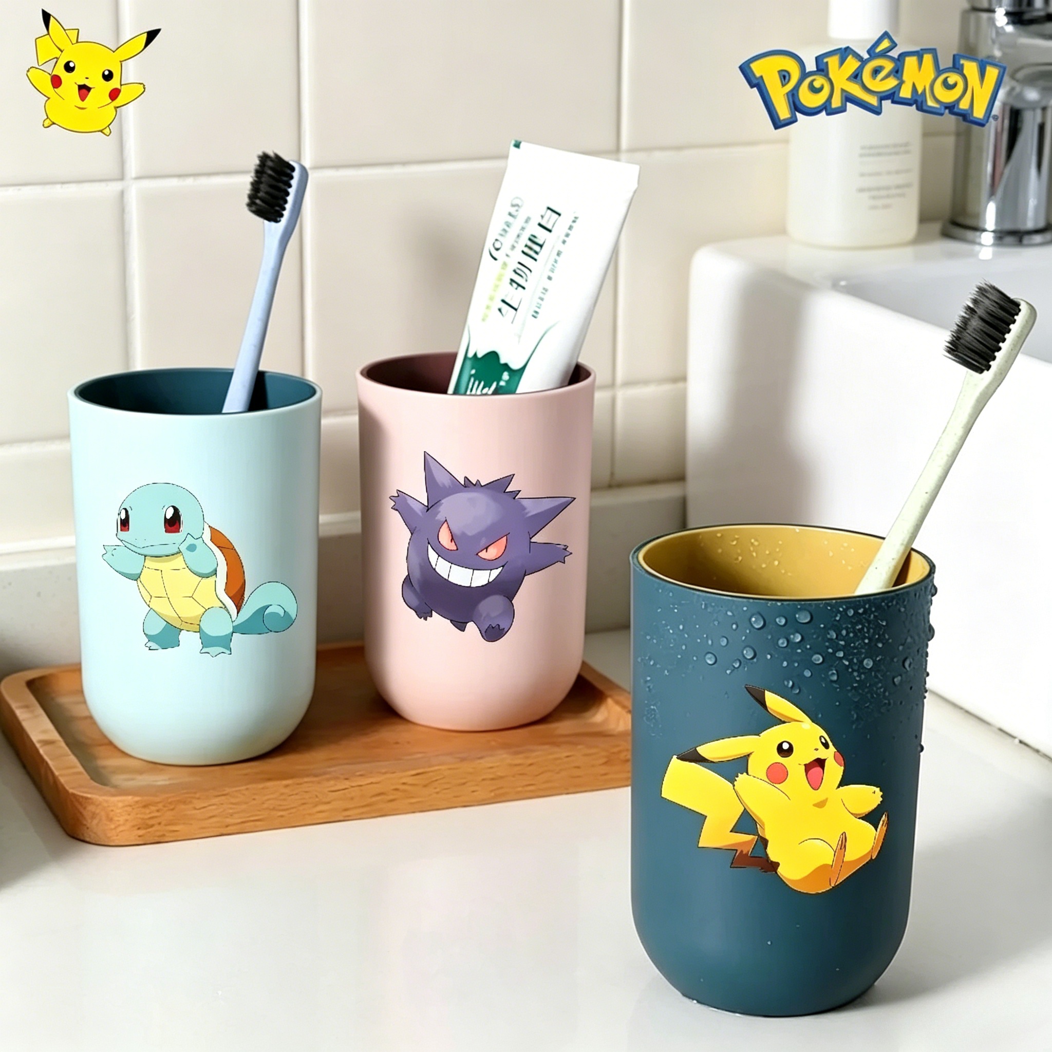 Travel Accessories For Kids - Cartoon Pokemon Bathroom Tumblers Shower Room