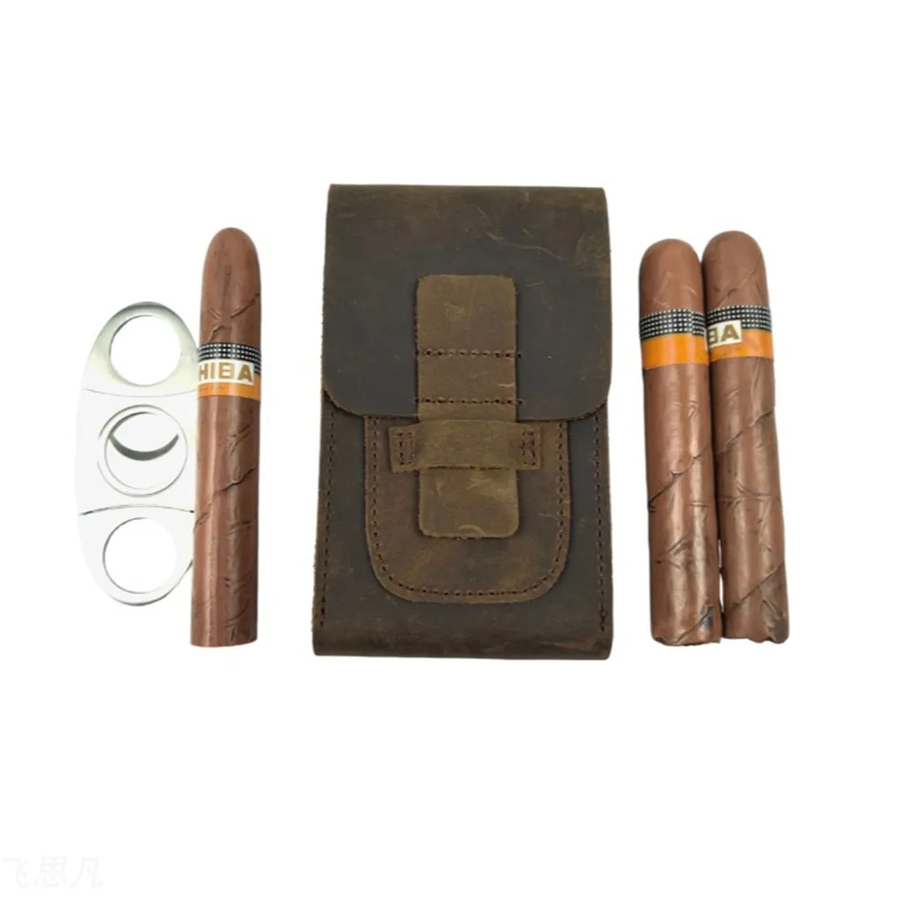 Genuine Leather Cigar Case 3 C - đánh giá và giá Travel Accessories Gifts For Men