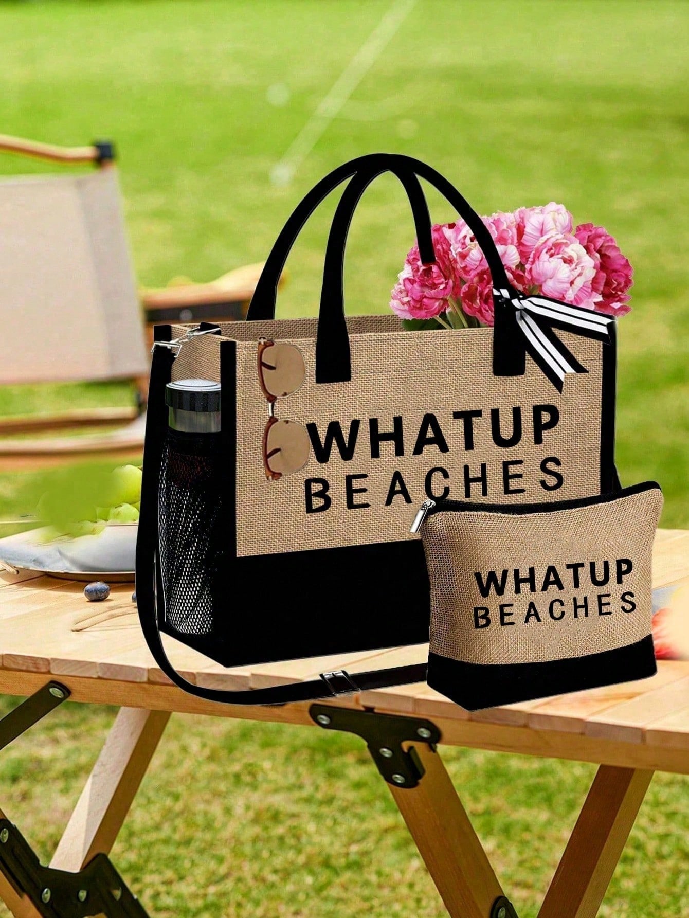 1 Set Beach Tote Bag For Women - đánh giá và giá Travel Accessories Gift Set