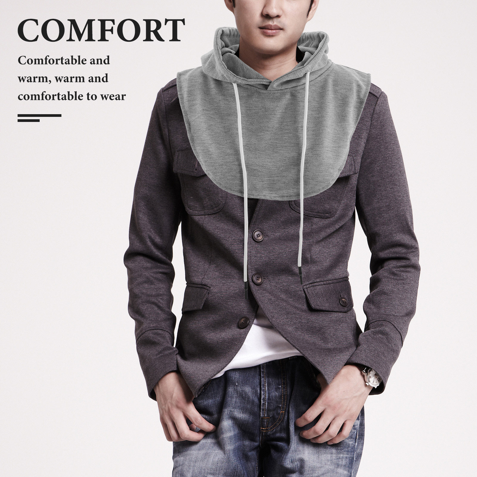 Detachable Hooded Faux Collar  - đánh giá và giá Travel Accessories For Men